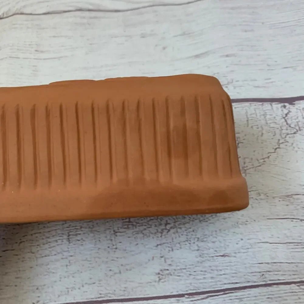 Vintage Terracotta Butter Dish Floral Textured Lid by American Container Co.